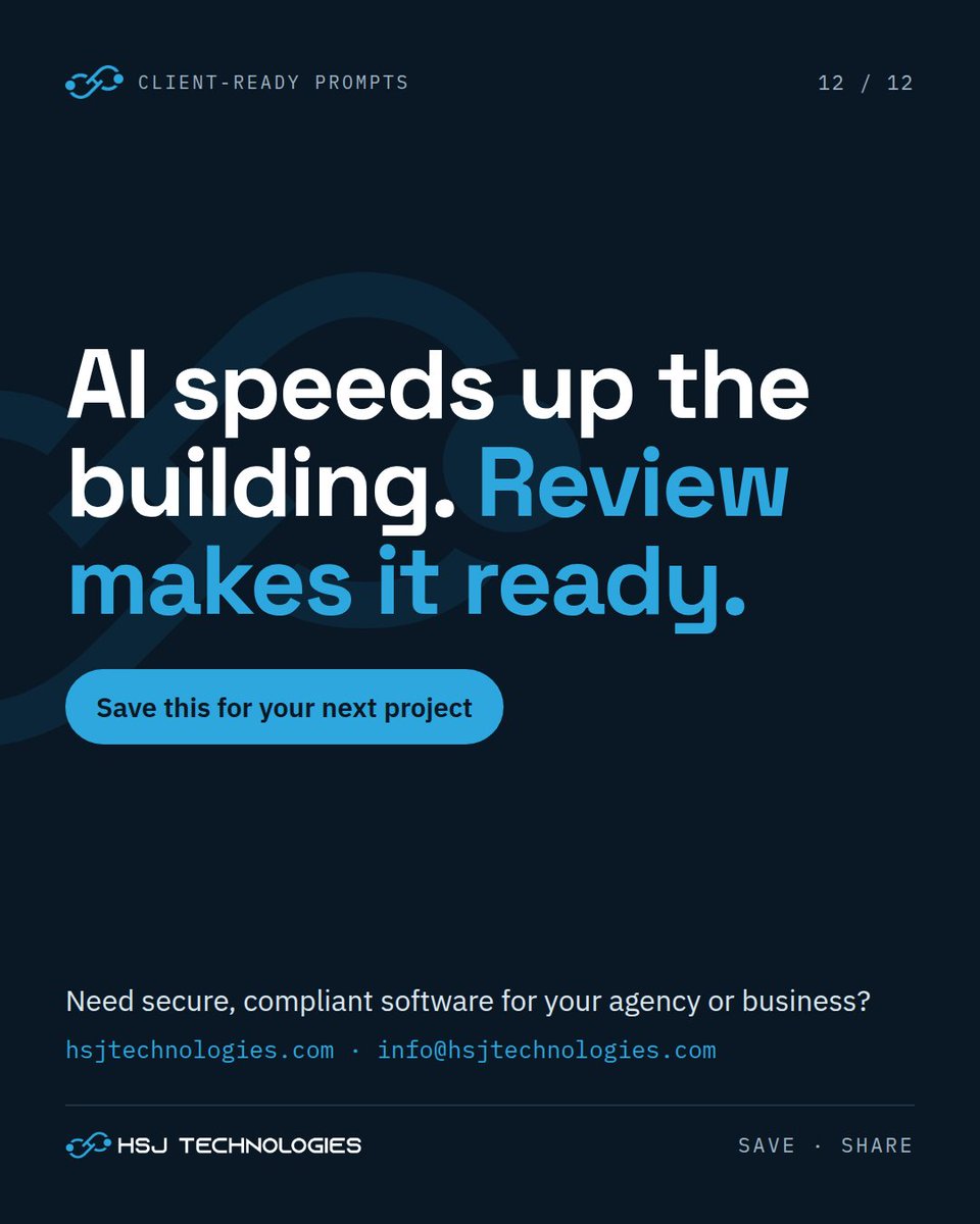 hsjtechnologies's tweet photo. 12/12 AI speeds up the building. Careful review is what makes software ready.

Need secure, compliant software for your agency or business?

https://t.co/NlDxT2jbu8
info@hsjtechnologies.com

#HSJTechnologies https://t.co/64R28rfTLY