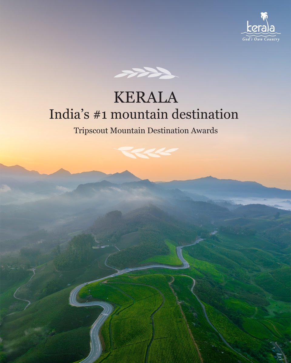 KeralaTourism's tweet photo. Tripscout, the travel planner app, names Kerala India’s #1 Mountain Destination, celebrating its lush hills, misty landscapes and breathtaking valleys.

#KeralaMountains #TravelVibes #KeralaTourism https://t.co/aRsDhjs92V