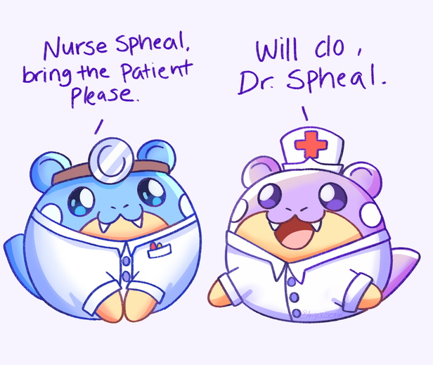 Angelrosestar's tweet photo. Dr. Spheal and Nurse Spheal! 

#spheal #pokemon #art https://t.co/NAwHdbQwPX