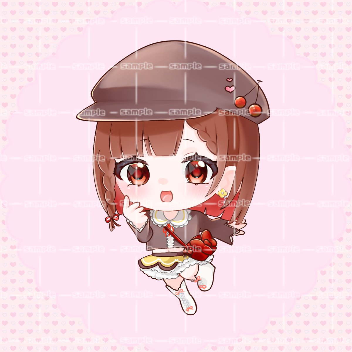 ri_sekaino's tweet photo. #ミニキャラ公開
先月公開した立ち絵のミニキャラです！！
立ち絵はおとなしめだけどこの子はキャピキャピしてます😉さくらんぼ星人単体もお仕立ていただきました！
少ししか配信できなかったけど見にきてくれてありがとうございました🥳🥳これな��った子もまた待ってます！！ https://t.co/tuSjYdM0Ka