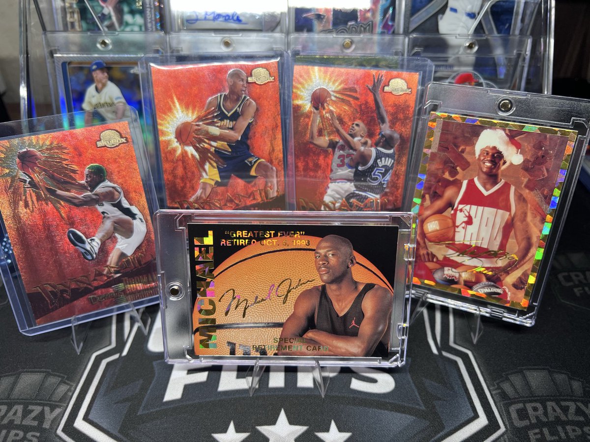 CrazyFlipsLive's tweet photo. 90’s NBA basketball cards continue to be on fire. 🔥 

Just sent this lot off to a very happy customer. 

#Jordan #Shaq #Rodman #cardcollector #TheHobby https://t.co/7gnK4xjmoU