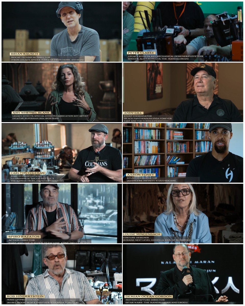 SumanthOffl's tweet photo. LATEST 🚨: The technicians featured in the BTS of Global Triumph #RAAKA are:

1. #BrianRausch: Mocap Technical Director, popularly known for TRON: Legacy, #SpiderMan: Far From Home & Ant Man.

2. #PeterClarke: Legacy Effects Key Mechanical Designer, known for Digger, Alien: Romulus & The Mandalorian.

3. #AmyWhetsel Blank: Legacy Effects Special Effects Fabrication Key Artist, known for #Avatar, #SuperMan 2024 & #IronMan.

4. #AndyGill: Stunt Coordinator, known for #BlackPanther, Wakanda Forever & Fast & Furious franchise.

5. #CarltonColeman: Makeup known for Guardians of the Galaxy Vol. 3, The Mandalorian & #AvengersEndgame.

6. #AaronToney: Stunt Coordinator, known for #AvengersInfinityWar & #AvengersEndgame.

7. #SpiroRazatos: Action Director, known for Fast & Furious franchise, Kong: Skull Island & more.

8. #LouiseMingenbach: Costume Designer, known for #Jumanji: Next Level & #Godzilla: King of the Monsters.

9. #RobHinderstein: Prosthetics, known for Rebel Moon, Black Panther & #WakandaForever.

10. #DemianGordon: Motion Capture Director, known for Star Wars, The Mandalorian & Grogu.