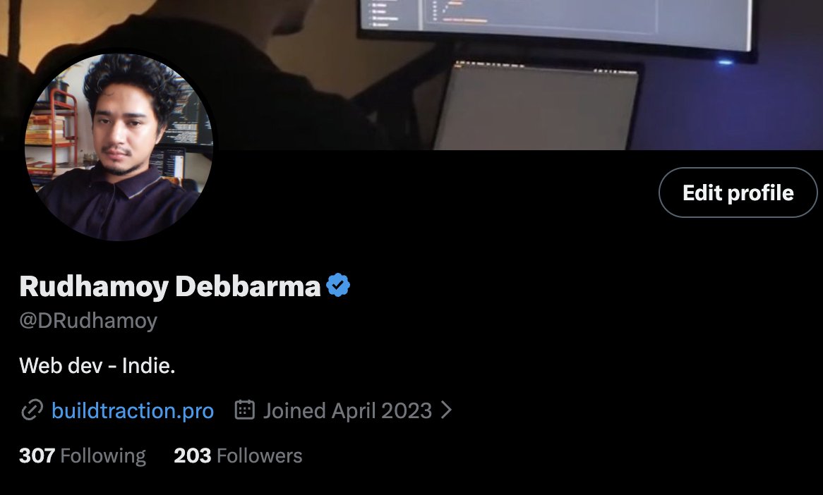 DRudhamoy's tweet photo. Thank you amazing people,founders and builders.

I've 203 people believing me.

And the most importantly I have 300+ amazing people in my timeline. https://t.co/tzchrqGl0C