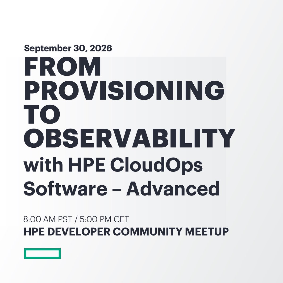 HPE_Developer's tweet photo. Join our next HPE Developer Community 's Meetup to discover how HPE CloudOps Software – Advanced streamlines private cloud ops with integrated provisioning and observability. Automate deployment, enhance visibility, and accelerate troubleshooting. Join us! #HPEDEV https://t.co/4Y9AkGgHEu
