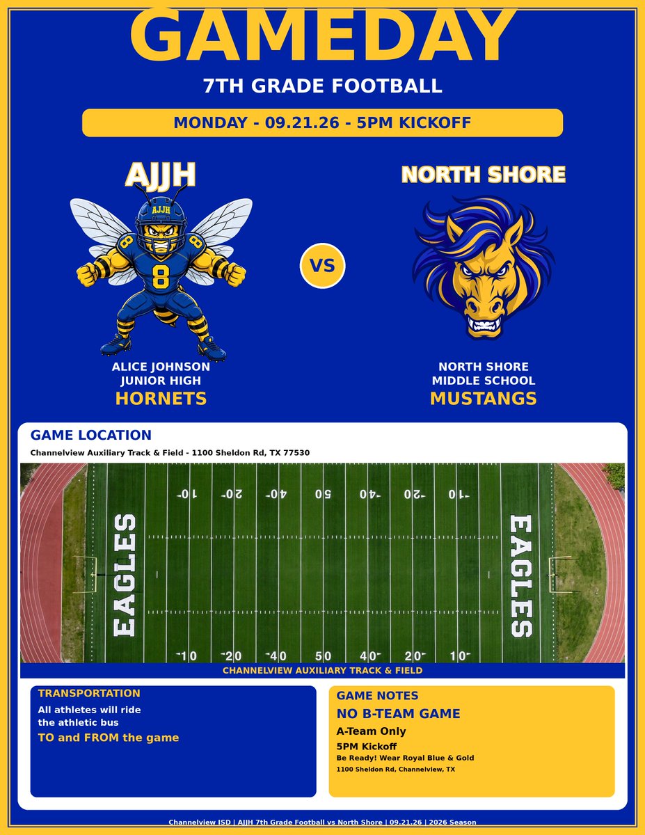 AJJHAthletics's tweet photo. Home Game Today!!!! #Hornet🏈 #HornetNation #DefendTheHive https://t.co/JmXy5D87BY