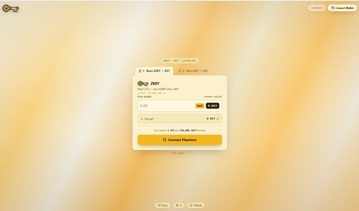 zkeycash's tweet photo. Tokens are now available to burn.

Burn $ZKEY to get a KEY

Get $ZEC fully private. https://t.co/aYBbCfctFe