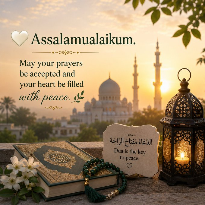 mdrafi34's tweet photo. 🤍 Assalamualaikum.🤍

May your prayers be accepted and your heart be filled with peace. https://t.co/gXu0Enu0jD