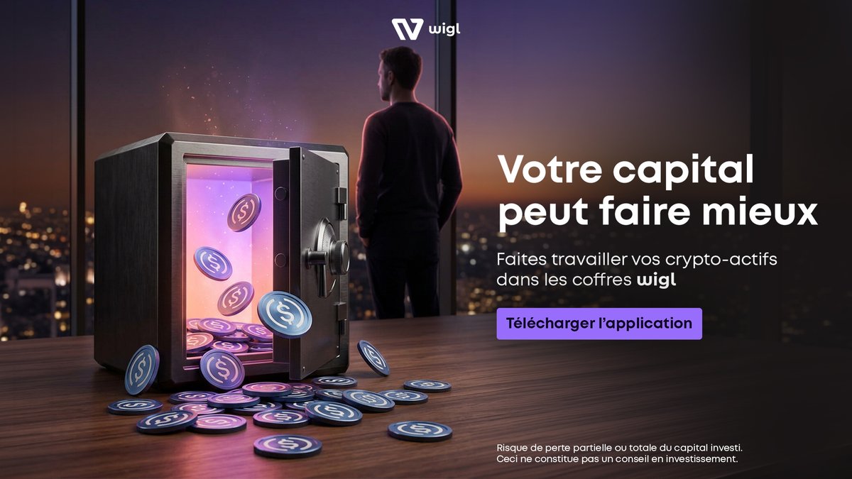 WiglApp's tweet photo. Un coffre-fort conserve, il ne fait rien de plus.

Dans les Coffres Wigl, vos crypto-actifs produisent des rendements qui vous sont versés chaque mois.

Vous restez libre de retirer quand vous le souhaitez, sans montant minimum pour commencer.

➡️ https://t.co/pZyCWcEoEH https://t.co/lhXOJdYCex