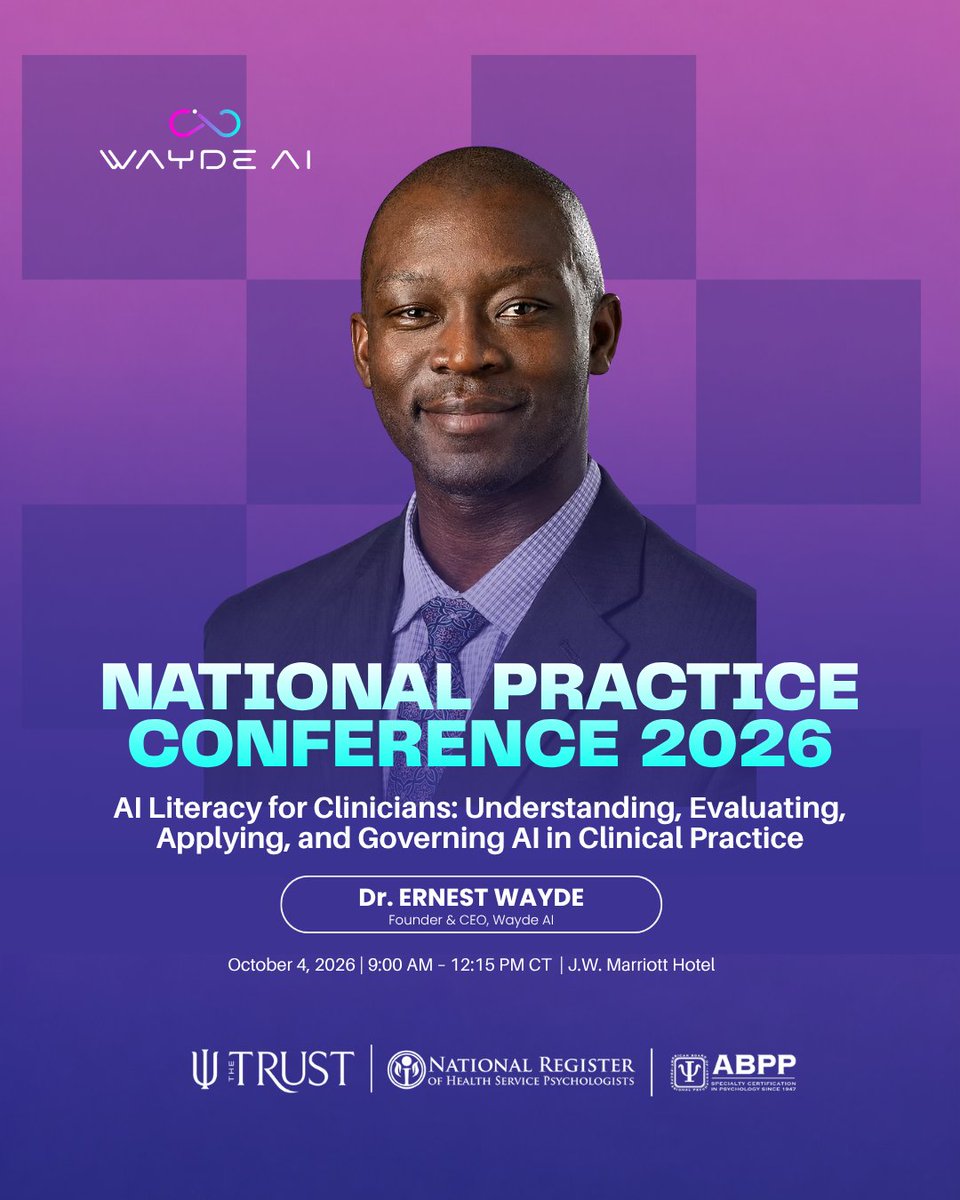 Wayde__AI's tweet photo. We’re excited to share that Dr. Ernest Wayde will be speaking at the National Practice Conference 2026 in Chicago.
Save your seat now: https://t.co/6oMdgZzgGj
#WaydeAI https://t.co/WS10EFCvxM