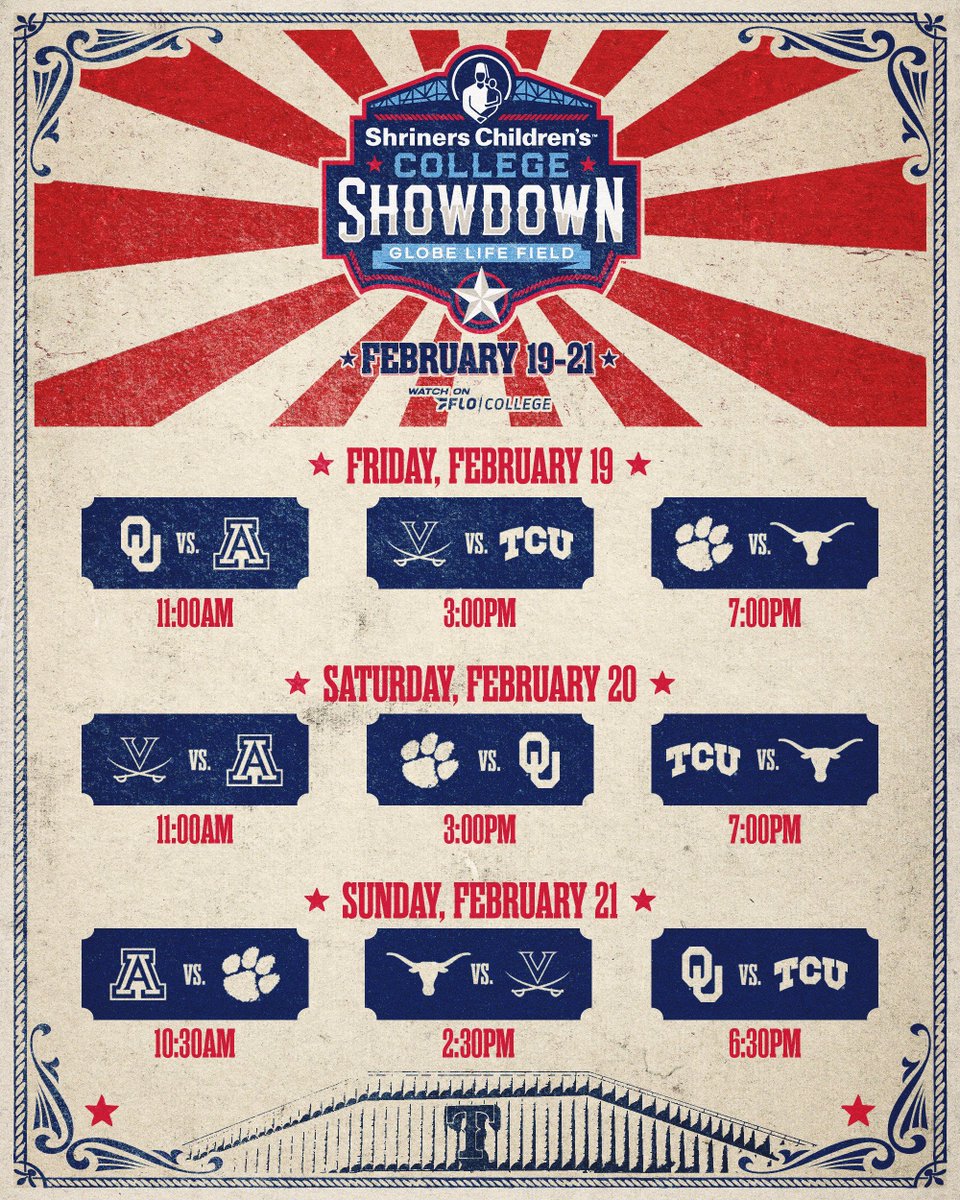 CBS_Arlington's tweet photo. IT'S SHOWDOWN TIME💥⚾️

The 2027 Shriners Children's College Showdown schedule is set! 

Tickets are on sale NOW‼️Secure yours today⬇️
🎟️🔗: https://t.co/FG9vC50Ojs https://t.co/zUtQdjFw9B