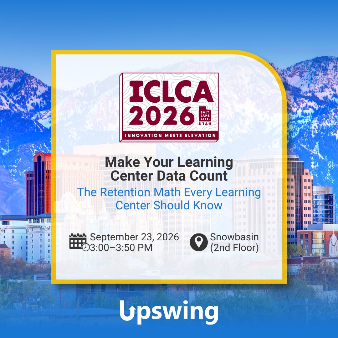upswing's tweet photo. Wednesday at ICLCA, join Upswing for “The Retention Math Every Learning Center Should Know” to learn how to connect student engagement, retention, and institutional value and make a stronger case for your learning center’s ROI.

#Upswing #HigherEd #ICLCA https://t.co/fkrJniInod