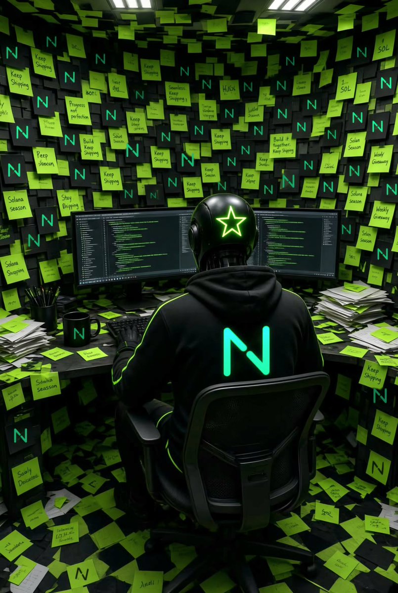 navaecosystem's tweet photo. Neon green chaos. Black focus. One mission.

Keep building.
#nava #solana #sol https://t.co/T5ONPKlqVY