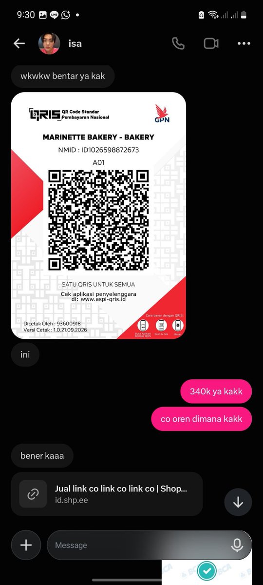 eomakaze's tweet photo. SCAMMER ALERT ‼️ @/isacentilz (disclaimer ini aku bantu temenku buat bikin threads jd maaf kalau ada bahasa yg kurang dipahami dan minta tolong buat berhati hati yaa kedepannya) 

jadi temenku ini lagi open sharingan album dan ketemu di x ada yang jual albumnya rd ina yaitu si isa ini, temenku udh tf dan dia udh kasih link co tp ternyata link co nya pakai toko orang lain 

temenku udh bayar fullpay pakai qris dia dan cmn co 99p aja 

setelah itu dia ga bales chat temenku lagi bahkan bubble diatas cmn di read aja

[screenshot 1]