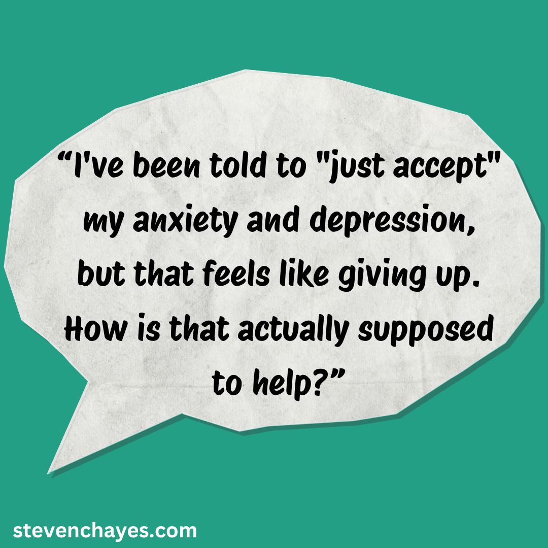 StevenCHayes's tweet photo. I understand why it sounds that way, and I want to be precise here because this distinction matters a great deal.

Acceptance doesn't mean you agree with what's happening or that you're done trying to build a better life. It means you stop adding unnecessary suffering on top of the pain that's already there. When you're in pain and simultaneously fighting the fact that you're in pain, telling yourself you shouldn't be feeling this, that something is wrong with you for feeling it, you're carrying two burdens instead of one. Dropping the second one doesn't make the first disappear. But it frees up a surprising amount of energy, and that energy can go somewhere useful.

What question does this raise for you? Write it below.

#psychologicalflexibility
#ACT
#ACTtherapy