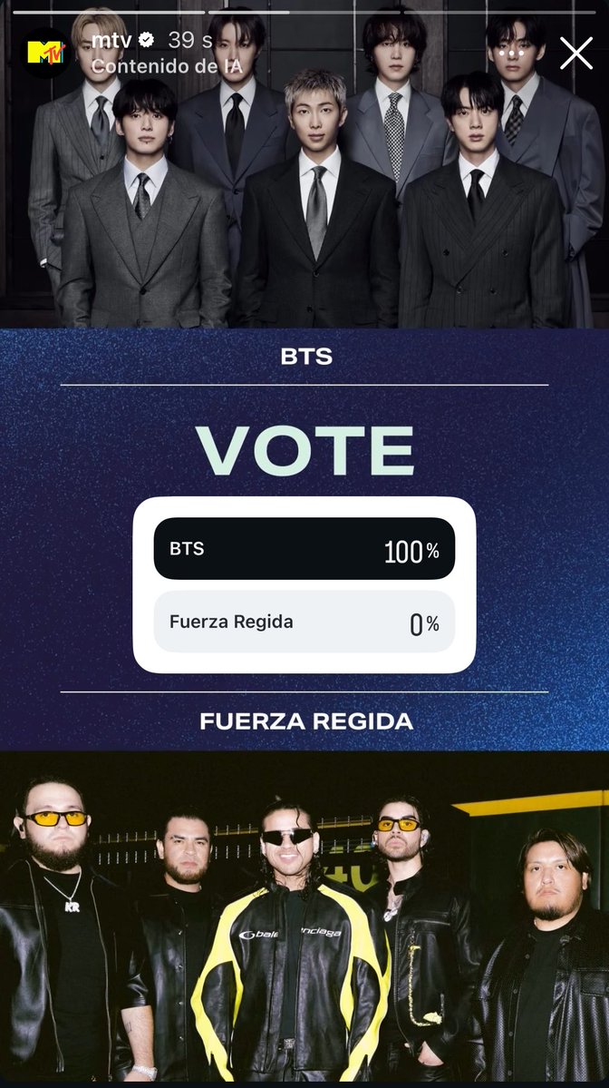 mxcharts's tweet photo. ¡Se abrió la votación en la categoría “Best Group” de los #VMAs 2026! 

Puedes votar en las historias de Instagram de MTV

Puedes dejar tu captura aquí 👇

🔗 https://t.co/ZqUn7UT95C https://t.co/vj0zzQ6ifA