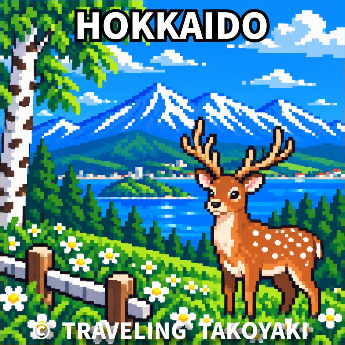 JAPAN47PIXEL's tweet photo. HOKKAIDO 🦌🇯🇵

An Ezo deer, deep in the landscapes of Hokkaido.

But these aren’t just pixel-art postcards from Japan.

TRAVELING TAKOYAKI is becoming a collection.

47 prefectures.
A different journey in every place.
Different rarities.

And something extremely rare hiding in each destination… 👀

Hokkaido will be the first stop.
Only 99 will exist.

I’ll reveal how the collection works little by little from here. 🐙

Where will your Takoyaki travel?

#TravelingTakoyaki #PixelArt #Hokkaido #JapanNFT #NFTArt