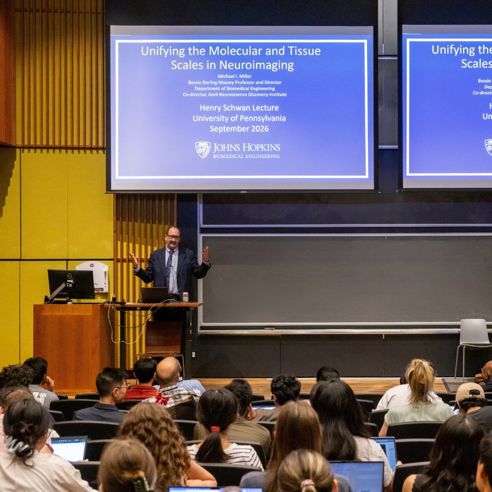 pennbioeng's tweet photo. Last week, Bioengineering welcomed @JHUBME’s Michael I. Miller as our Schwan Distinguished Lecturer.

Miller shared advances in multiscale neuroimaging models connecting MRI, digital pathology and spatial transcriptomics to the study of neurodegenerative disease.

@PennEngineers https://t.co/CVtpYMb7mO