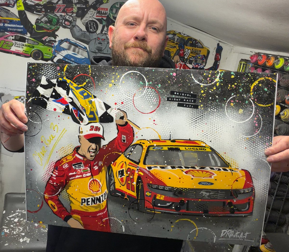 DRAutoart's tweet photo. NASCAR Victory Monday. 
Even year Joey is not giving up without a fight. 
Logano delivered a 1, 2 punch in the championship after hitting the front late in the race. #drautoart
.
#nascar #joeylogano #bristolmotorspeedway #nascarchase https://t.co/NuT49LDjN7