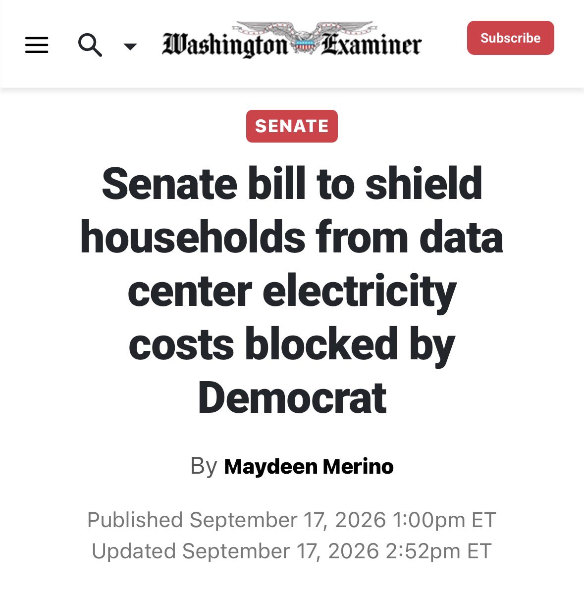 SenJonHusted's tweet photo. Senate Democrats blocked my bill that would have driven down utility costs for Americans.

Shameful. https://t.co/IxNJwSkHKn