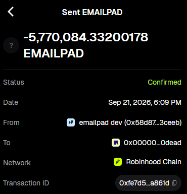 tryemailpad's tweet photo. 100% of dev supply has been burned https://t.co/GWTDRllykq