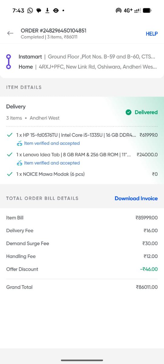 Chiranjeev3414's tweet photo. @Swiggy @instamart_it A ticket was raised for the same but to no proper clarification from the Swiggy team and no callback despite an explicit request https://t.co/u1uUk4VJlL
