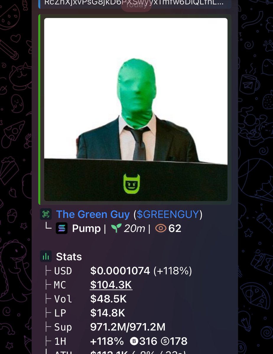 Sol_b33y's tweet photo. New call? $GREENGUY
Ca:

RcZnXjxvPsG8jkD6PXSwyyxTmfw6DiQLfnL8hxbpump https://t.co/VuxDU5k2si