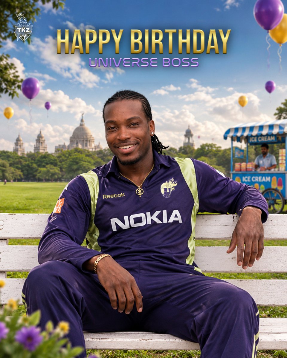 thekkrzone's tweet photo. Our former Knight, cricket’s eternal Universe Boss. 💜💛👑
Wishing you endless happiness, legend! 🎂🔥

#UniverseBoss #KKR #KnightRiders #OnceAKnightAlwaysAKnight #ChrisGayle https://t.co/sekQvvyrm6