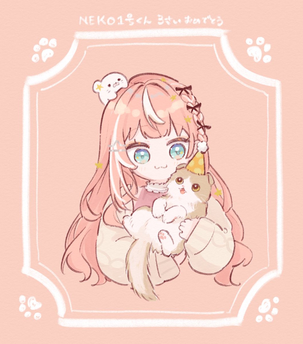 Kikiki3k's tweet photo. 今日は五十嵐家のNEKO1号くんのお誕生日だと聞いて！
おめでとうだよ〜〜〜！🥳🐈🐾🧡
 #絵画らしぃ https://t.co/l7OcmxmByp