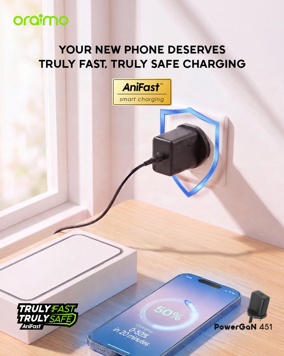 oraimomate's tweet photo. The upgrade shouldn’t stop at the phone. Bring that same energy to charging it with AniFast. 

Order now link in bio, or visit any of our offline stores. https://t.co/xqmU2cRgkJ