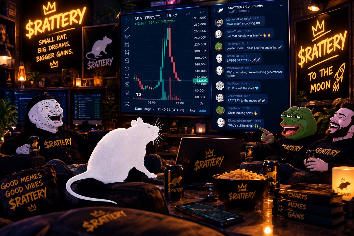 He_is_preshy's tweet photo. One screen. One crazy candle. Zero chill.

While everyone is staring at the chart trying to figure out what just happened, the $RATTERY crew is already in the back laughing, loading memes, and watching the chaos unfold. 📊🔥
Ca: 0xC322305e79337300b59fF48389f8C9A1D9E0de76

@ratterytech 
@ratterytech 
My entry: