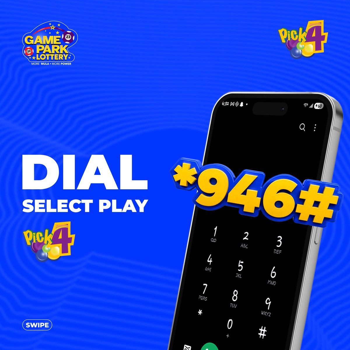 GamePark_GH's tweet photo. Turn GHS1 into up to 5,400X your stake! Then Play Now!
Dial *946# to play Pick 1 + Gold Ball daily and gain a shot at winning Mula and weekly jackpot.
#pick1 #goldball #Apickigold https://t.co/AhBUBWFmyQ
