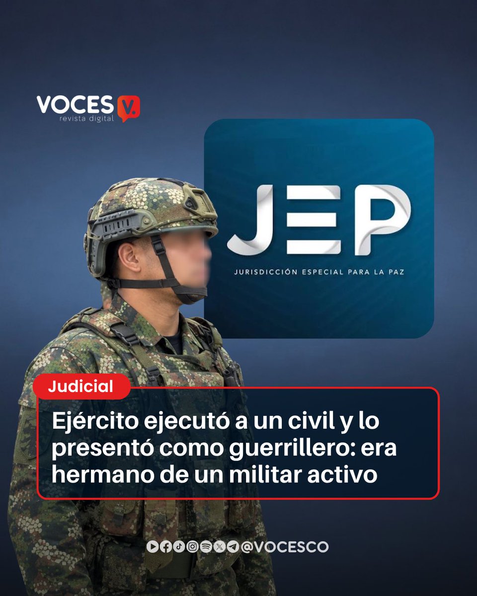 vocesco's tweet photo. #Voces | Las confesiones de más de 20 exmilitares ante la Jurisdicción Especial para la Paz (JEP) permitieron reconstruir el asesinato de Alexander Quintero Figueroa, un jornalero de 28 años y padre de cinco hijos, ejecutado en diciembre de 2006 por integrantes del Batallón de Infantería N.° 21 Batalla Pantano de Vargas, en el Meta.

Según los testimonios conocidos por la JEP, Quintero fue engañado en Granada por un informante vinculado al batallón. Posteriormente, militares vestidos de civil lo redujeron, lo amordazaron y lo trasladaron en el baúl de un taxi hasta entregarlo al pelotón ‘Astuto 3’. Allí fue asesinado y posteriormente presentado como un guerrillero abatido en combate.

Uno de los episodios más graves ocurrió durante el traslado. Una patrulla de la Policía habría encontrado a Quintero amordazado dentro del vehículo durante un retén. Sin embargo, según las declaraciones conocidas ante la JEP, el recorrido continuó después de una comunicación con un comandante militar.

La familia descubrió la falsedad del reporte cuando Jhon Quintero, hermano de Alexander y entonces cabo tercero del Ejército, ingresó a la sección de inteligencia del batallón para revisar el reporte operacional. Allí reconoció en las fotografías el cuerpo de su propio hermano, presentado con prendas militares y armamento para simular una baja en combate. La familia logró recuperar el cadáver antes de que fuera sepultado como NN.