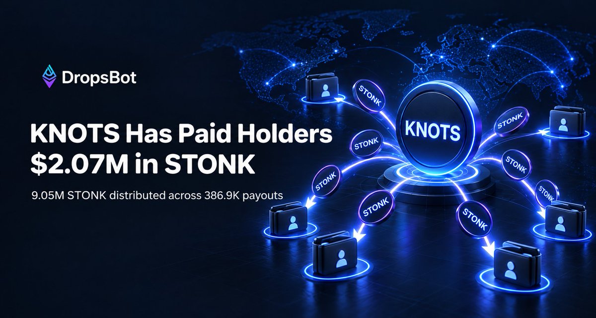 etherdrops_bot's tweet photo. One meme just distributed $2M+ of another meme to its holders.

solana:8RVBk8vxLiUHueLUW1f4izFVqN3nWippLhkohKg6EGkS has paid out 9.05M solana:6GmAFSYs4gk3FDao5FzzySQpPZaWsa4rUJHacpMpUNgx — worth $2.07M across 386.9K payouts.

The wild part: the STONK already distributed is worth roughly 10% of KNOTS’ current market cap.
