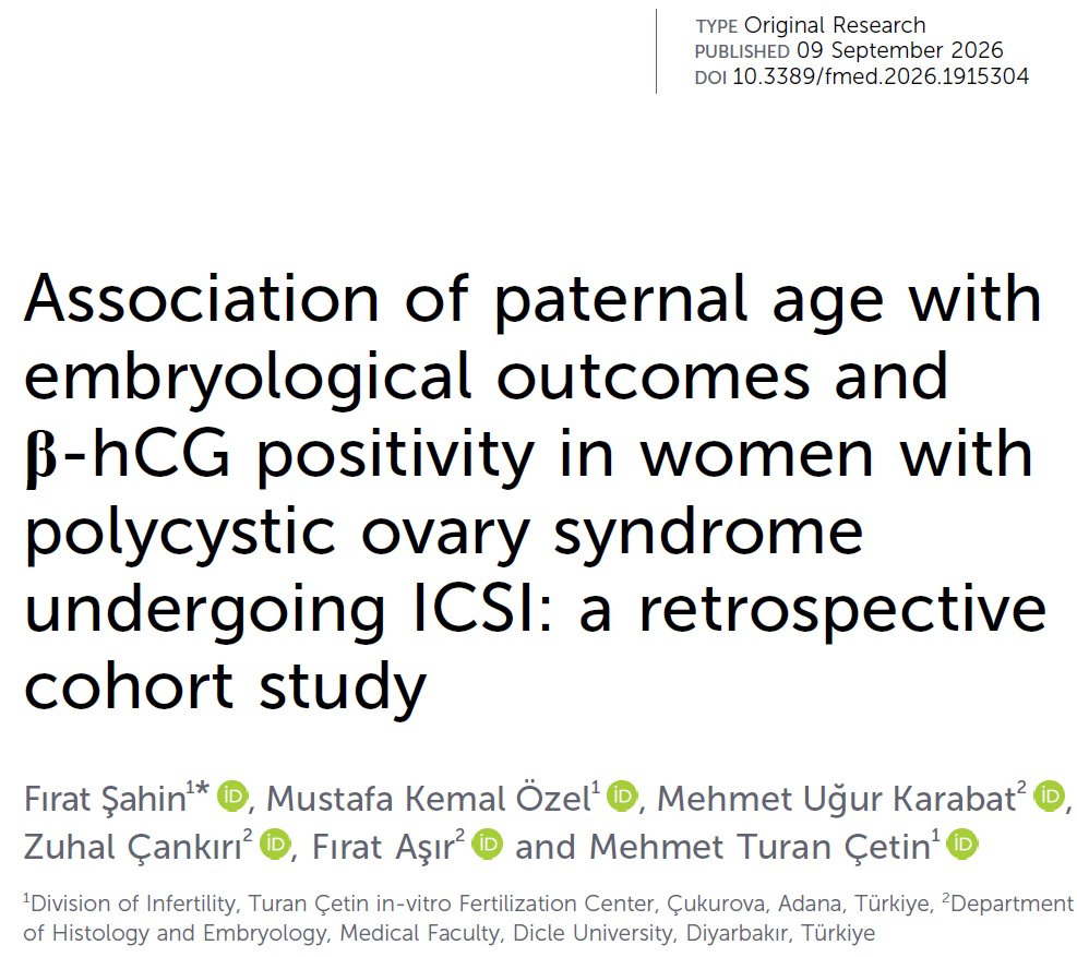 doctorneyro's tweet photo. #Paternalage was not independently associated with #βhCG pos or with a consistent #deterioration in #embryologicaloutcomes among #women with #PCOS undergoing #ICSI.
Although an difference in #fertilizationrate was observed, this finding was not confirmed
https://t.co/IoC9sVjIi2 https://t.co/XrytCcxIcA