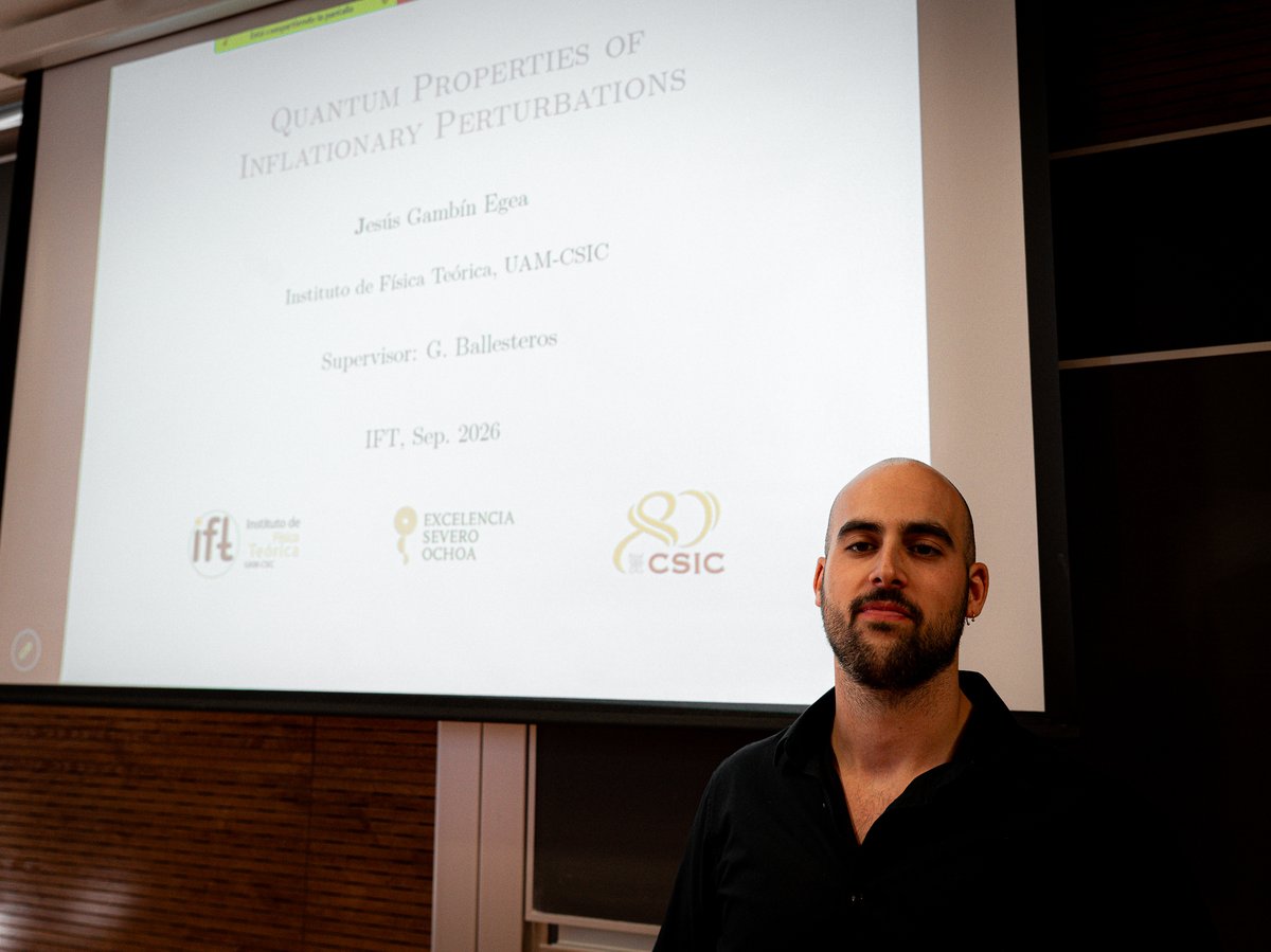 ift_uam_csic's tweet photo. ¡Nuevo doctor en el #IFT!
Nos enorgullecemos de felicitar a Jesús Gambín Egea, que se ha convertido recientemente en doctor tras leer su tesis 'Quantum Properties of Inflationary Perturbations' bajo la supervisión de Guillermo Ballesteros.
¡Enhorabuena!
#PhDlife https://t.co/FlDnpqdSOt
