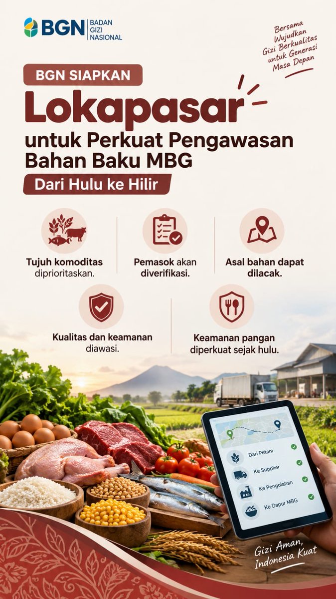 iyanvy37's tweet photo. Dari Petani ke Dapur MBG
Sistem pelacakan terintegrasi memastikan alur distribusi bahan makanan dari petani lokal hingga ke Dapur MBG berjalan transparan. #jagaindonesia #bahanaman #MBGberkualitas #BadanGiziNasional https://t.co/m84RU1WnU7