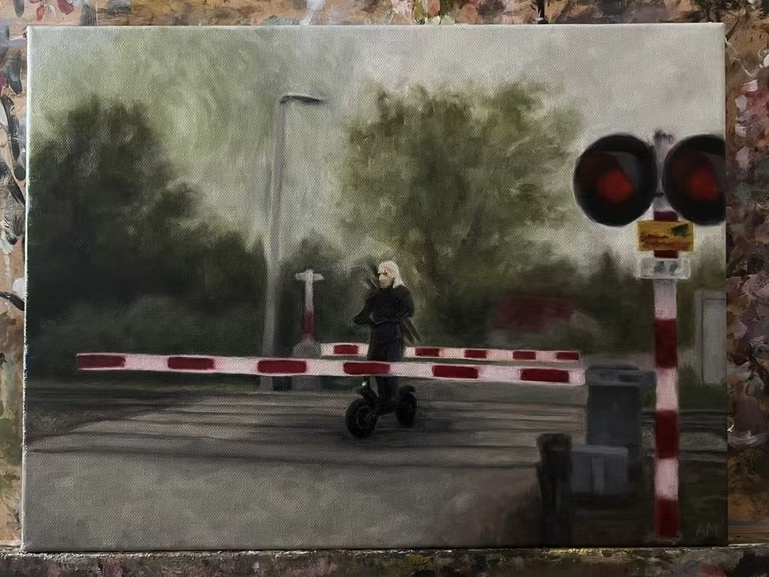 MariuszMari's tweet photo. @Autostrady_Pol geralt z rivii na kukirinie czeka na pociąg
olej na płótnie, 40x30 cm

SOLD
https://t.co/txmgg9Ld2p https://t.co/bU3MciKExd