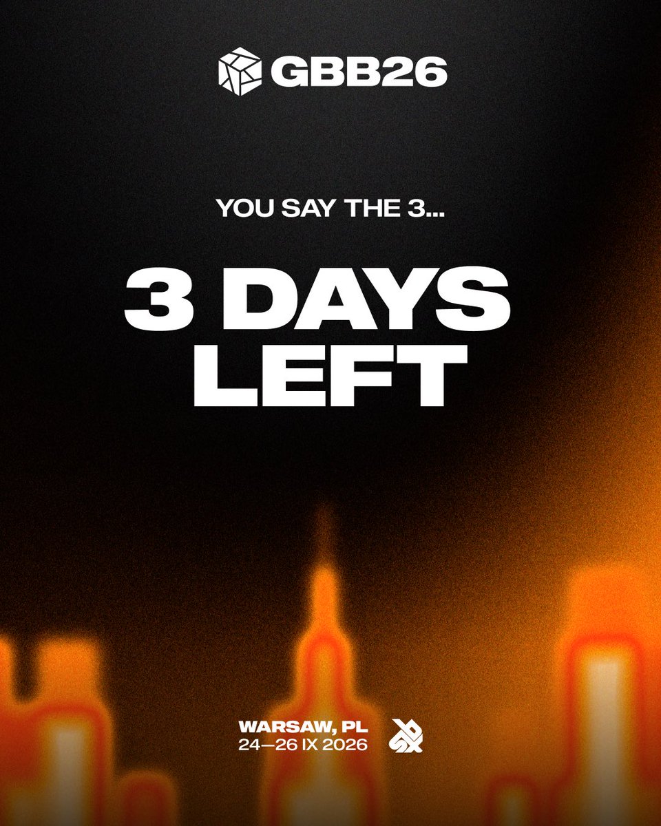 swissbeatbox's tweet photo. GBB26 · I SAY THE 3... 🔥

3 days left.

This is it. 🇵🇱

🎟 Tickets → https://t.co/udjea252z2

#GBB26 #grandbeatboxbattle #beatbox #swissbeatbox #warsaw https://t.co/ucQd3G8uLy