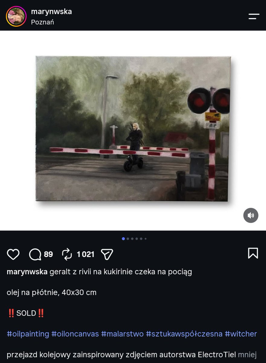 MariuszMari's tweet photo. @Autostrady_Pol geralt z rivii na kukirinie czeka na pociąg
olej na płótnie, 40x30 cm

SOLD
https://t.co/txmgg9Ld2p https://t.co/bU3MciKExd