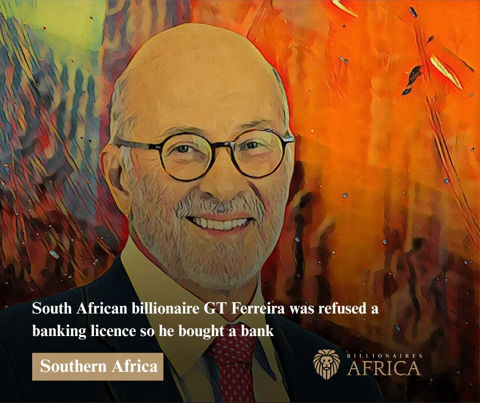 NineZeroClub's tweet photo. GT Ferreira and two partners were refused a banking licence in 1977, so they bought Rand Merchant Bank. The result is FirstRand, plus Discovery and OUTsurance, started on cheques of 10 million and 25 million rand.

https://t.co/rY2duVnBQC

#Ferreira #FirstRand #SouthAfrica https://t.co/3vR72AhSVK