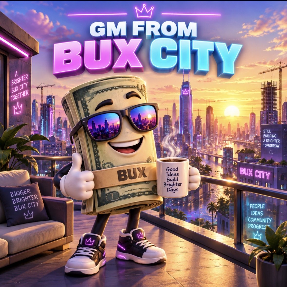 BUXonSolana's tweet photo. GM from BUX City. 🌅💸

While the world wakes up, we’re already building.

One holder. One meme. One block at a time.

The city isn’t finished yet—and that’s the best part.

If you’re here early, make some noise. 🏗️🌆

$BUX — Built by the community. Owned by the culture. https://t.co/0lHBxNaI3r