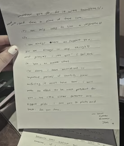 iluvvyun's tweet photo. Yunjin to rachel: 
"I'm sorry i have missed out in important periods of your life. How confusing it must have been. I will make an effort to be more present for you, my little sister. Forever my biggest pride. I love you to pluto and back. See you soon - Your sister forever, Jen" https://t.co/TiKHL1KKAV