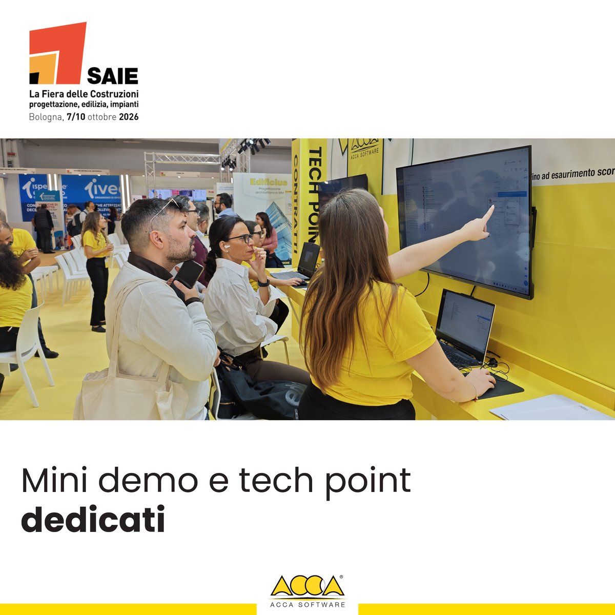 ACCAsoftware's tweet photo. 💡 Hai domande tecniche o vuoi vedere una funzione specifica all'opera? 
👨‍💼 Nel nostro stand al @SAIEfiera  trovi i Tech Point e le Mini Demo dedicate!

📍Pad 25, Stand A72/B72.

🎟️ info e biglietto omaggio qui 👇
https://t.co/EVgAY4WqEV

#SAIE #SAIE2026 #SAIEBologna https://t.co/r6XPDwHPEK