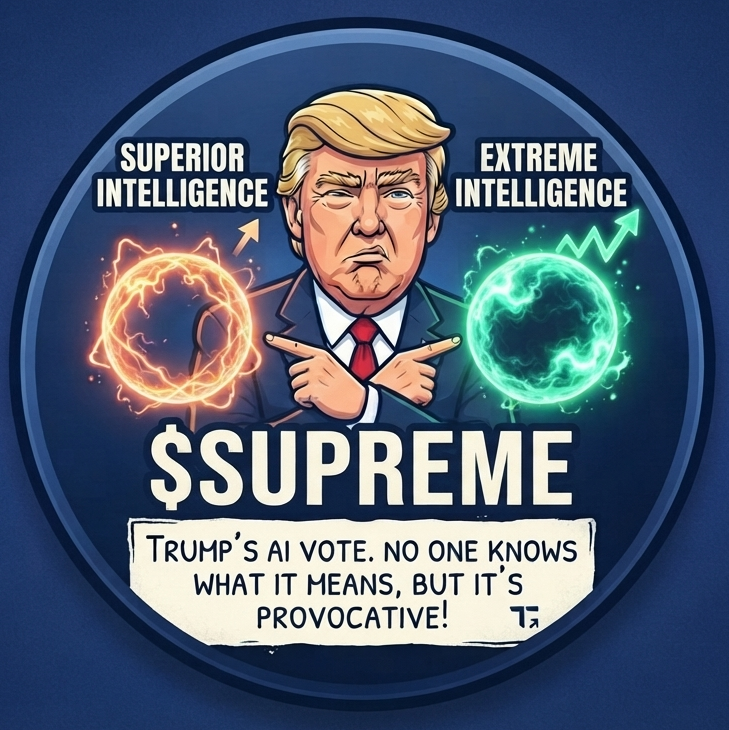 The_PumpLab's tweet photo. https://t.co/UplBNpqD2R

Trump held a vote, and the winner has been decided. The $SUPREME meme token has launched.

https://t.co/5vLGzxaLXI

#AIForce #AIF #PumpFun #Solana #AI https://t.co/4AQJULdnpk