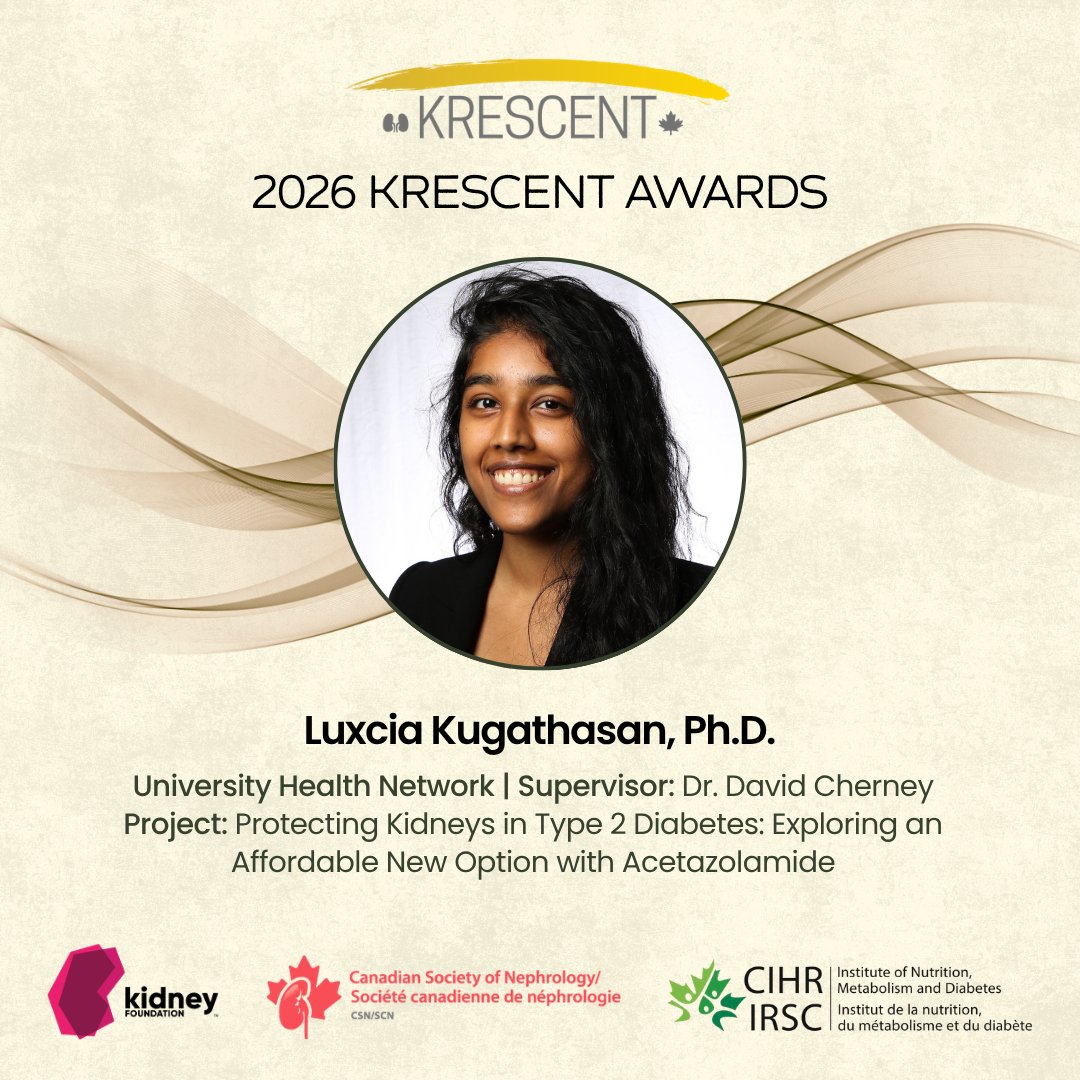 kidneycanada's tweet photo. Today’s discoveries generate tomorrow’s breakthroughs. Emerging researchers are advancing kidney health through innovative projects in the #KRESCENT program. Meet the 2026 KRESCENT awardees here: https://t.co/luQNotKRMf #KidneyResearch https://t.co/ObBld9YO7l