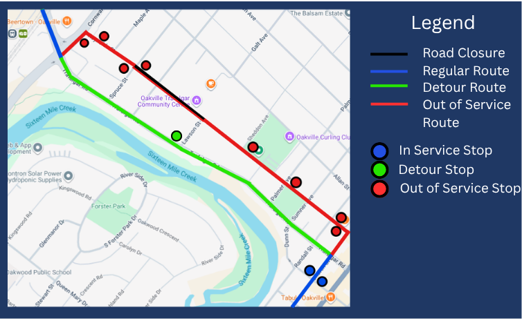 oakvilletransit's tweet photo. 🚨 Route 14 &amp; 14A Detour Alert 🚨

🗓️ Monday, Sept 28 - Wednesday, Oct 7
📍 Reynolds Street Road Closure
🚍 Route 14/14A - Lakeshore West
❌ Bypassed: Reynolds St and Cornwall Rd stops 

⏱️ Allow extra travel time!

Please visit https://t.co/uGWT71NrrK https://t.co/w9BAHm0t8V