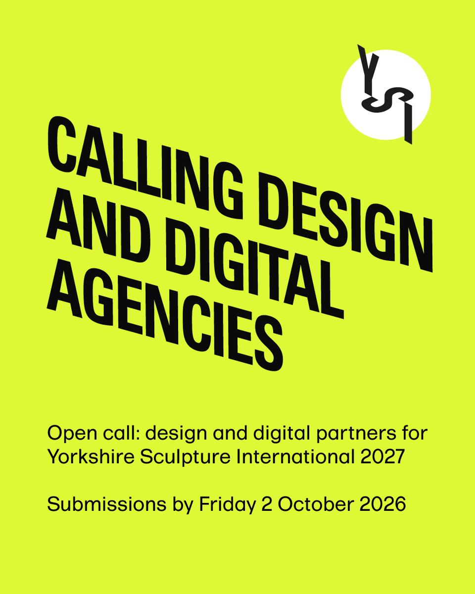 YSI_sculpture's tweet photo. Open call: we're looking for design and digital partners to give YSI 2027 its look, its website and its campaign.

Brand system, site and campaign for a festival of sculpture across West Yorkshire, backed by 35+ organisations.

Brief on request. Submissions by Fri 2 Oct, 12 noon. https://t.co/1Oxq4Yxuxp