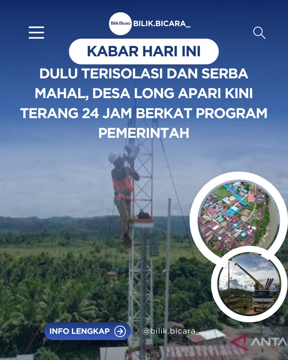 bilikbicara's tweet photo. Long Apari, yang dulunya terisolasi dan serba mahal, kini tersenyum cerah! Berkat program percepatan pembangunan pemerintah, desa di perbatasan ini telah menikmati listrik 24 jam.  #PembangunanInfrastruktur #IndonesiaCerdas #Listrik24Jam #PemerataanPembangunan #KabarPemerintah https://t.co/wui0H9q9FA