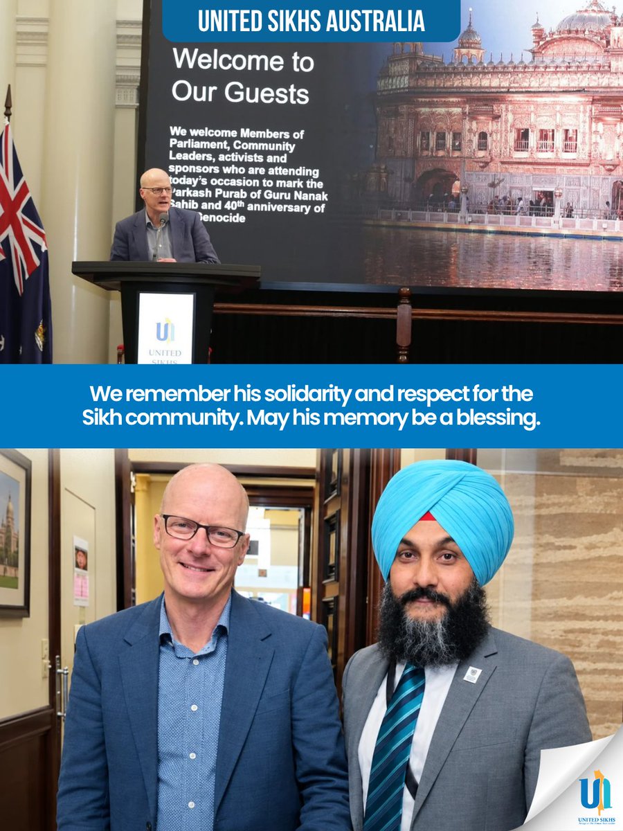 unitedsikhs's tweet photo. UNITED SIKHS extends our deepest condolences to the family, friends, and community of Dr. Tim Read, and to his colleagues in the Victorian Greens.

We remember Dr. Read for his solidarity with the Sikh community and his commitment to serving his community. His presence and support will be remembered with gratitude.

May his memory be a blessing.
@UNITEDSIKHS_AU @Greens @TimRRead