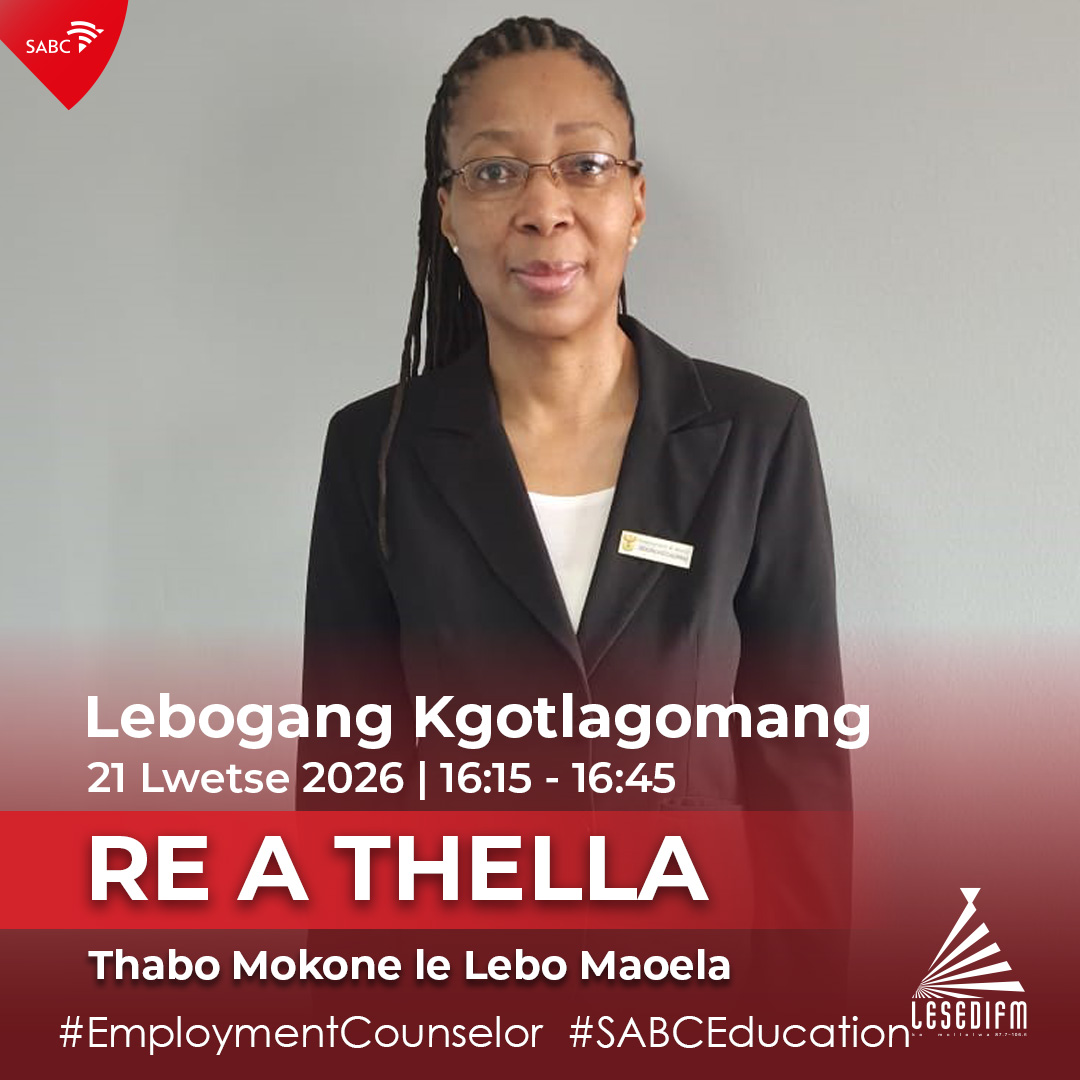 LesediFM's tweet photo. #ReAThella le Thabo Mokone le Lebo Maoela.
๐คRe bua le Mme Lebogang Kgotlagomang - Employment Counselor. #SABCEducation
๐: 086 000 3084
๐ฒ: 079 758 5066
๐: https://t.co/4WGalUn8tj https://t.co/kQhEdOZzxW